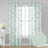 Rose Pattern Floral Natural Style Semi-Sheer Curtain (1 Panel)