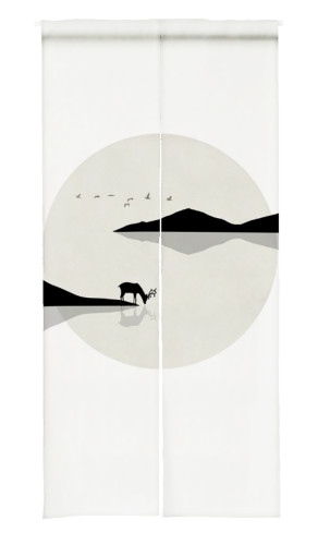 Mountain Deer Print Japanese Noren Doorway Curtain