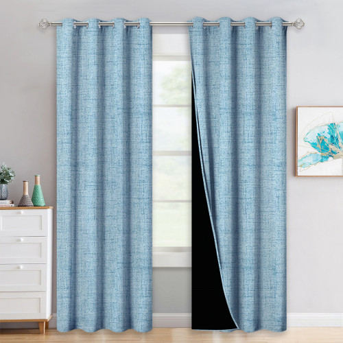 Faux Linen Texture Pattern 100% Blackout Curtain(1 Panel)