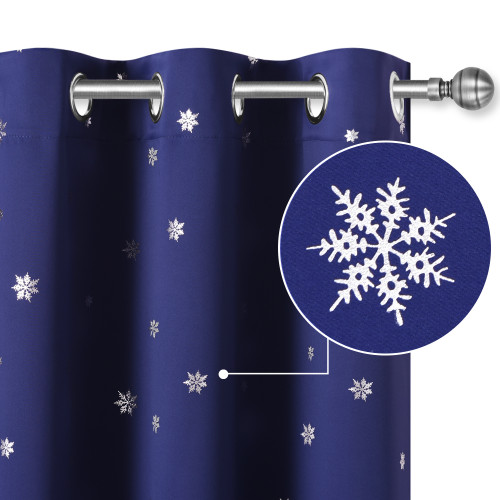 Snow Flakes Creative Pattern Printed Blackout Curtain (1 Panel)