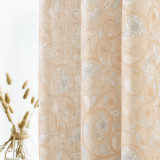 Botanic Floral Printed Pattern Linen Textured Semi-Sheer Curtain (1 Panel)