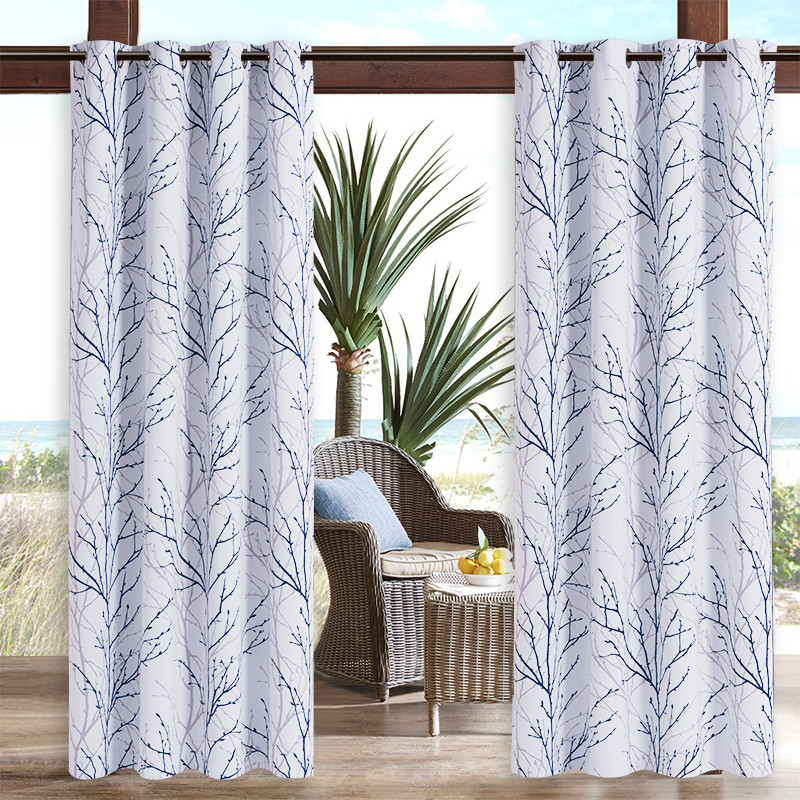 Branches Waterproof Outdoor Curtain for Patio, Front Porch - 1 Panel