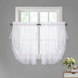Faux Linen Sheer Window Curtain Valance Shape(1 Panel)
