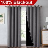 2 Layers 100% Blackout Thick Thermal Insulated Curtain (1 Panel)