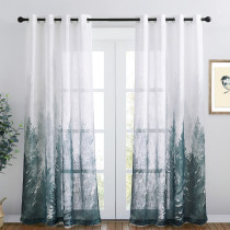 Deep Forest Linen Textured Sheer Curtain - 1 Panel