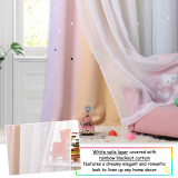 Rainbow Star Cut Out Pattern Double Layers Sheer Curtain for Baby&Kids Room - 1 Panel