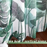 Palm Leaves Printed Pattern Linen Textured Sheer Curtain (One Panel)