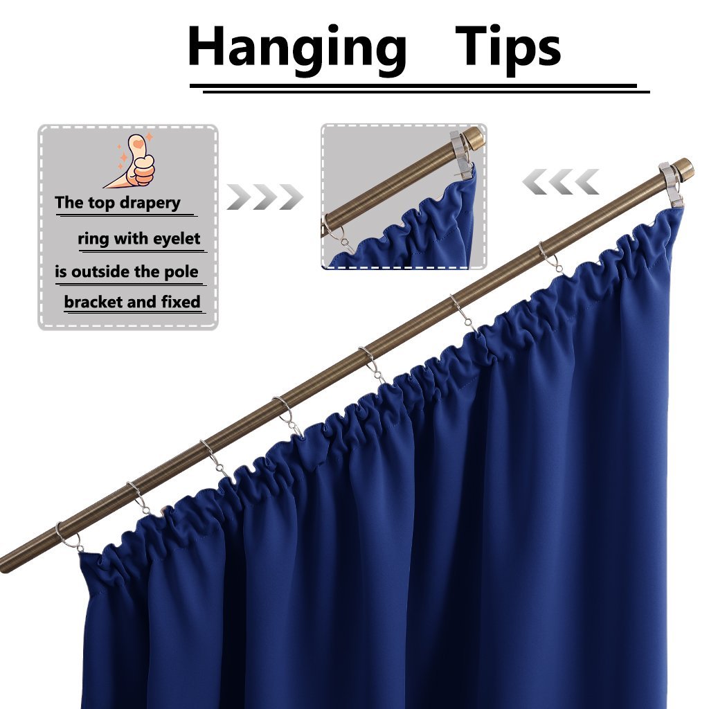 Thermal Insulated Slanted Blackout Curtain Drape for Triangle Window