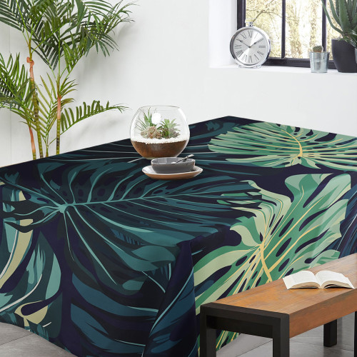 Plantain Leaves Banana Leaves Printed Rectangle Waterproof Tablecloth