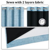Faux Linen Texture Pattern 100% Blackout Curtain(1 Panel)