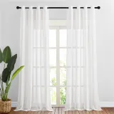 Solid Linen Textured Semi-Sheer Curtain (One Panel)