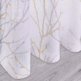 Branch Pattern White Faux Linen Textured Semi-Sheer Curtain (1 Panel)