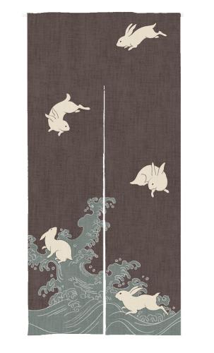 Rabbit Pattern Print Japanese Noren Doorway Curtain