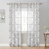 Hierarchical Fruit and Leaf Pattern Faux Linen Semi-Sheer Curtain (1 Panel)