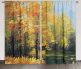 Oil Painting Deep Forest Printed Blackout Curtains - Set of 2 Panels