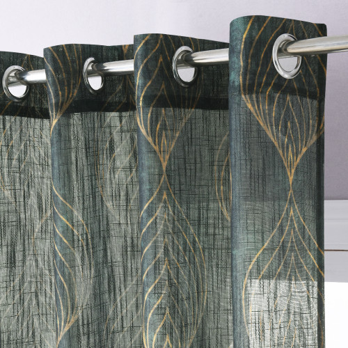 Leaf Pattern Linen Texture Semi-sheer Curtain (1 Panel)