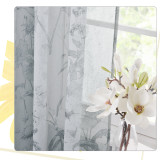 Vintage Flower Design Pattern Voile Semi Sheer Curtain(1 Panel)