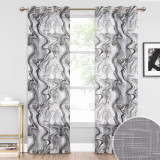 Geometric Curve Printed Pattern Linen Texture Translucent Semi-Sheer Curtain (1 Panel)