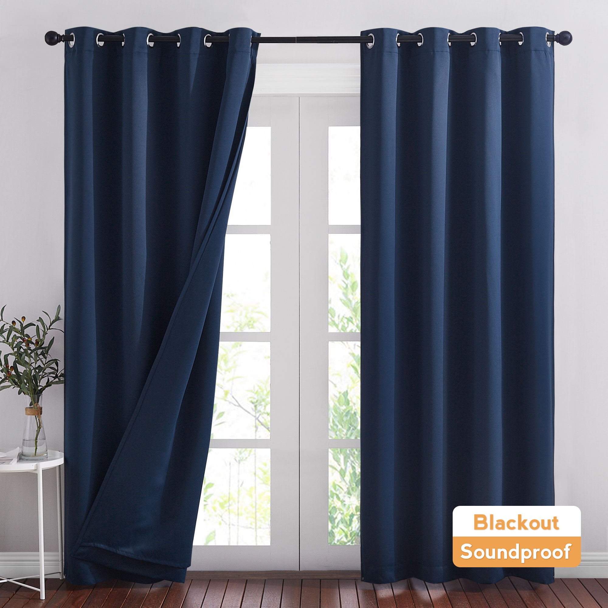 3 Layers 100 Blackout Soundproof Curtain