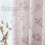 Rose Pattern Floral Natural Style Semi-Sheer Curtain (1 Panel)