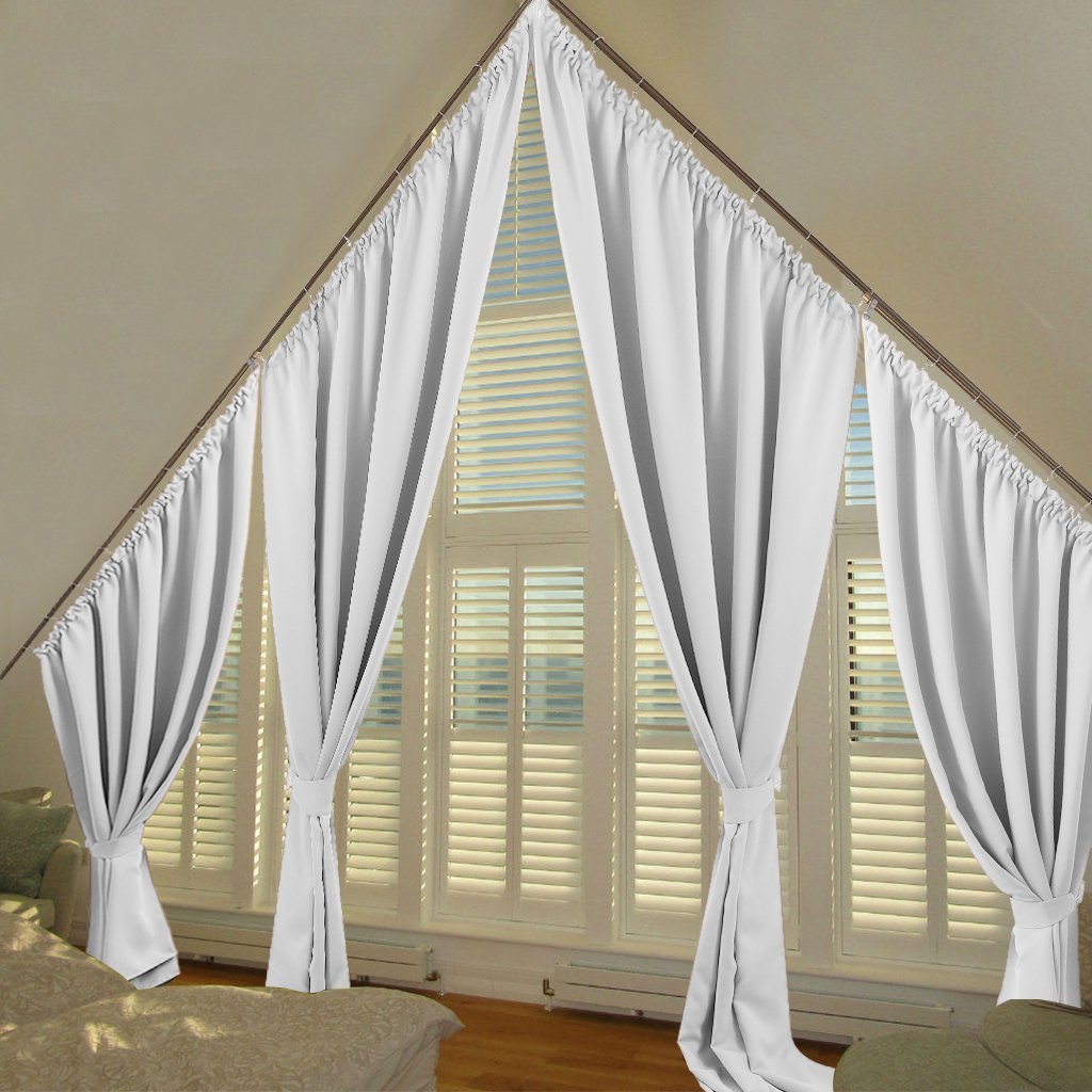 Thermal Insulated Slanted Blackout Curtain Drape for Triangle Window