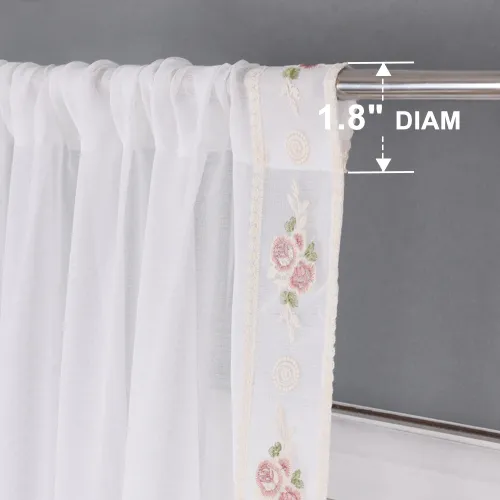 Rose Rassel Tulle Floral with Leaves Pattern Faux Linen Sheer Curtain (1 Panel)