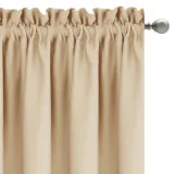Flower Pattern Linen Textured Semi-Sheer Curtain - 1 Panel