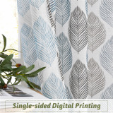 Leaf Pattern Printed Linen Semi-sheer Curtain - 1 Panel