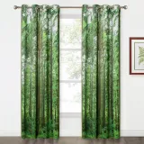 Jungle Wild Nature Flourishing Botanical Forest Tree Pattern Blackout Curtain - 1 Panel