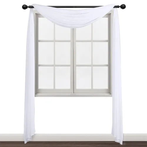 Voile Sheer Curtain Scarf for Wedding Decoration, Bedding and Windows