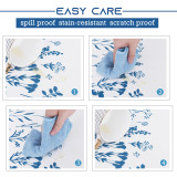 Blue Flower Waterproof Tablecloth for Rectangle Table