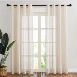 Solid Linen Textured Semi-Sheer Curtain (One Panel)