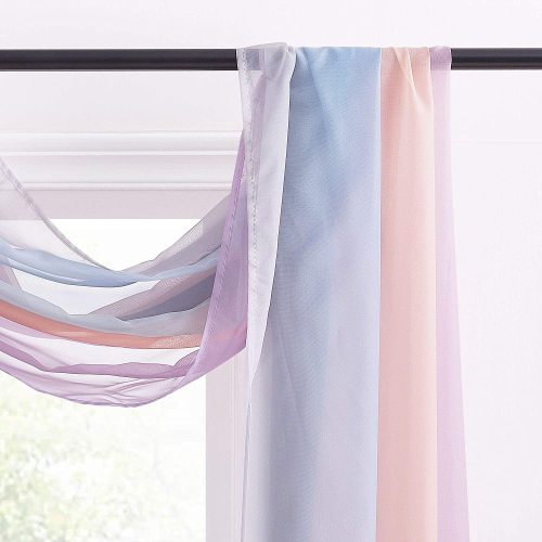 Rainbow Scarf Curtain Sheer Voile Scarf Window Valance