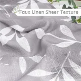 Leaves Printed Pattern Linen Textured Semi-sheer Curtain - 1 Panel
