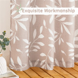Leaves Printed Pattern Linen Textured Semi-sheer Curtain - 1 Panel