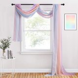 Rainbow Scarf Curtain Sheer Voile Scarf Window Valance