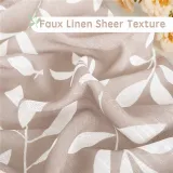 Leaves Printed Pattern Linen Textured Semi-sheer Curtain - 1 Panel