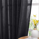 Semi Sheer Curtain- Linen Textured Sheer Window Valance Tie1 Panel)