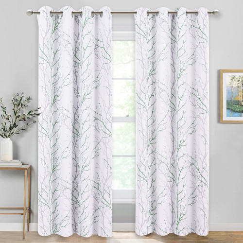 Welfare-Tree Branch Pattern Room Darkening Blackout Curtains (1 Pair)