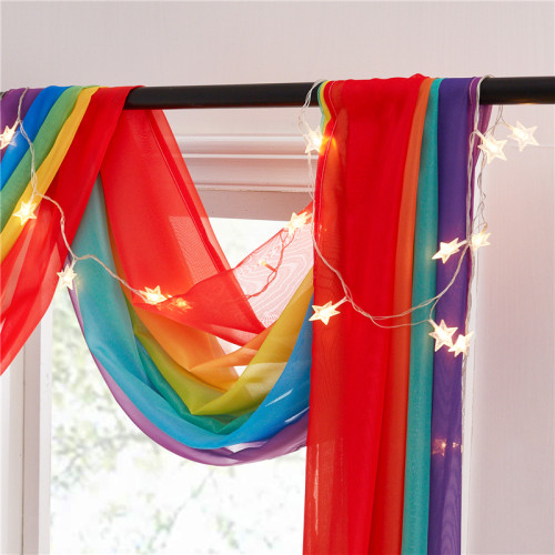 Rainbow Scarf Sheer Voile Curtain Valance for Wedding&Windows