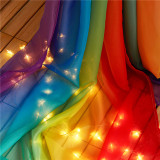 Rainbow Scarf Curtain Sheer Voile Scarf Window Valance