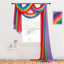 Rainbow Scarf Curtain Sheer Voile Scarf Window Valance