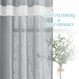 Sheer Curtain- Linen Textured Attached Valance Sunlight Glare Filtering(1 Panel)