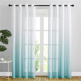 Linen Sheer Curtain, Grommet Ombre Sheer Linen Curtain Floor-Length Drape Privacy-1 Panel