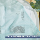 Linen Sheer Curtain, Grommet Ombre Sheer Linen Curtain Floor-Length Drape Privacy-1 Panel