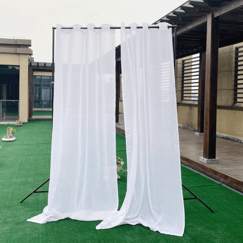 Custom Linen Outdoor Sheer Curtain with Rope for Patio by RYBHOME ( 1 Panel )