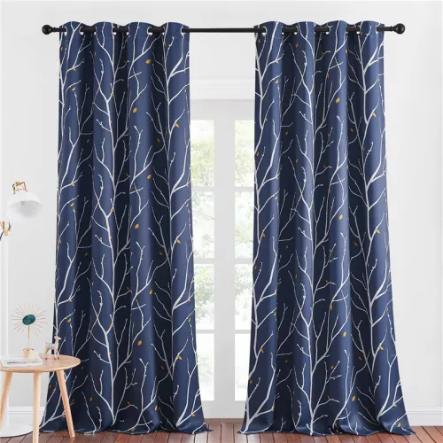 Modern Blackout Curtains Room Darkening Branch pattern Curtains by ( 1 Panel )
