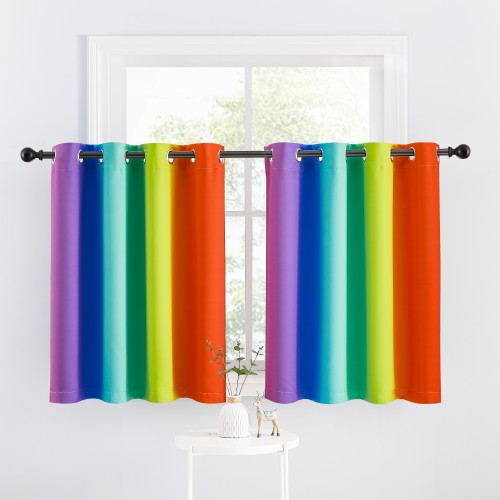 Custom Rainbow Curtain Decoration Blackout Short Curtain for Bedroom by RYBHOME ( 1 Panel )