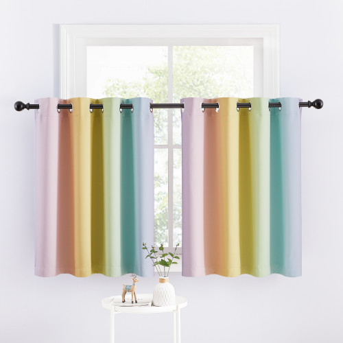 Custom Rainbow Curtain Decoration Blackout Short Curtain for Bedroom by RYBHOME ( 1 Panel )