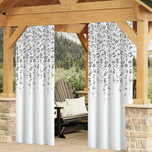 Flower pattern printed Waterproof&Rustproof Thermal Insulated Outdoor Curtain for Patio/Porch/Cabana by ( 1 Panel )